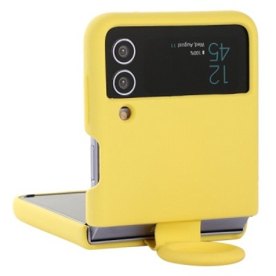 Samsung Galaxy Z Flip4 "Dechen" Ring Kickstand hard silicone (TPU) case cover - yellow | Priedai.lt