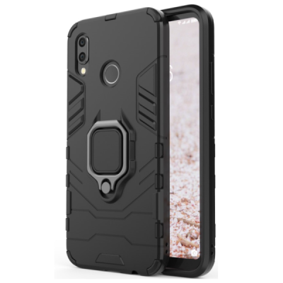 Enhanced protections "Kickstand" Huawei P20 Lite black hard silicone (TPU) and plastic case | Priedai.lt