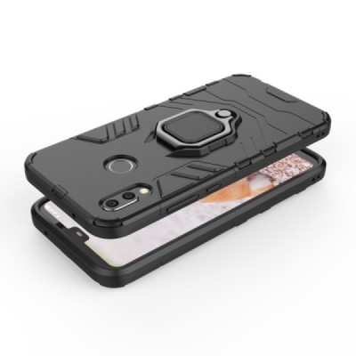 Enhanced protections "Kickstand" Huawei P20 Lite black hard silicone (TPU) and plastic case | Priedai.lt