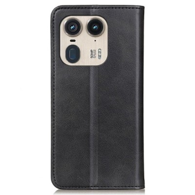 Motorola Edge 50 Ultra 5G  "Split" black leather flip case - book | Priedai.lt