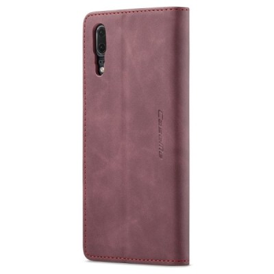 Huawei P20 CaseMe Retro Solid Flip Case Book - Burgundy | Priedai.lt