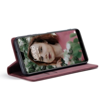 Huawei P20 CaseMe Retro Solid Flip Case Book - Burgundy | Priedai.lt