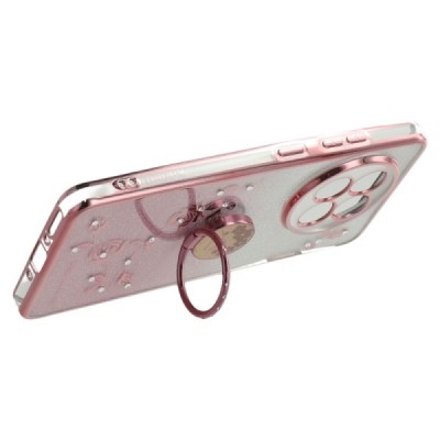 "Kadem" Ring Kickstand hard silicone (TPU) case cover - Pink | Priedai.lt