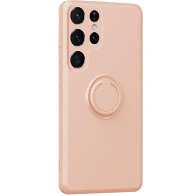 Samsung Galaxy S25 Ultra "Dechen" Ring Kickstand hard silicone (TPU) case cover - Pink  | Priedai.lt
