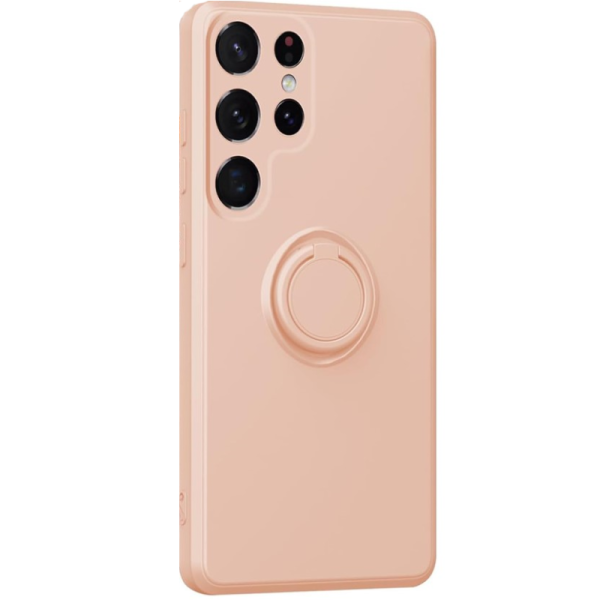 "Dechen" Ring Kickstand hard silicone (TPU) case cover - Pink (Galaxy S25 Ultra)