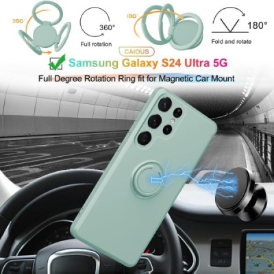 Samsung Galaxy S25 Ultra "Dechen" Ring Kickstand hard silicone (TPU) case cover - mint | Priedai.lt