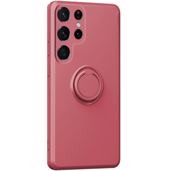 "Dechen" Ring Kickstand hard silicone (TPU) case cover - red (Galaxy S25 Ultra)