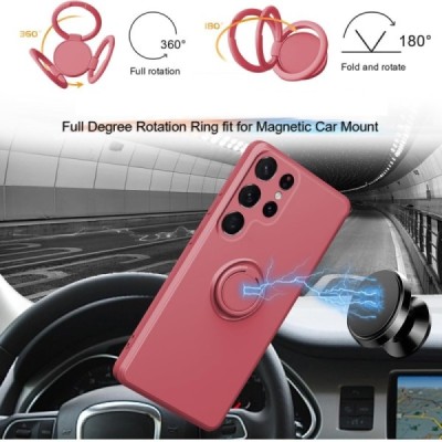 Samsung Galaxy S25 Ultra "Dechen" Ring Kickstand hard silicone (TPU) case cover - red | Priedai.lt