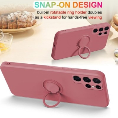 Samsung Galaxy S25 Ultra "Dechen" Ring Kickstand hard silicone (TPU) case cover - red | Priedai.lt