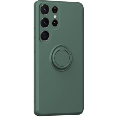 Samsung Galaxy S25 Ultra "Dechen" Ring Kickstand hard silicone (TPU) case cover - green | Priedai.lt