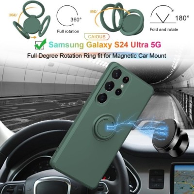 Samsung Galaxy S25 Ultra "Dechen" Ring Kickstand hard silicone (TPU) case cover - green | Priedai.lt