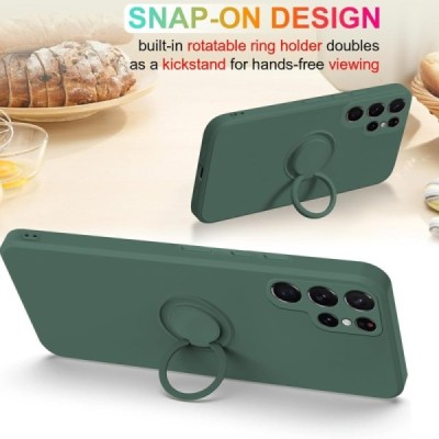 Samsung Galaxy S25 Ultra "Dechen" Ring Kickstand hard silicone (TPU) case cover - green | Priedai.lt
