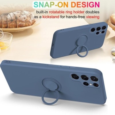 Samsung Galaxy S25 Ultra "Dechen" Ring Kickstand hard silicone (TPU) case cover - Blue | Priedai.lt