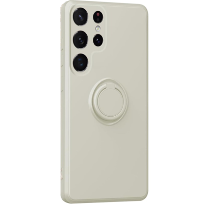 Samsung Galaxy S25 Ultra "Dechen" Ring Kickstand hard silicone (TPU) case cover - white | Priedai.lt