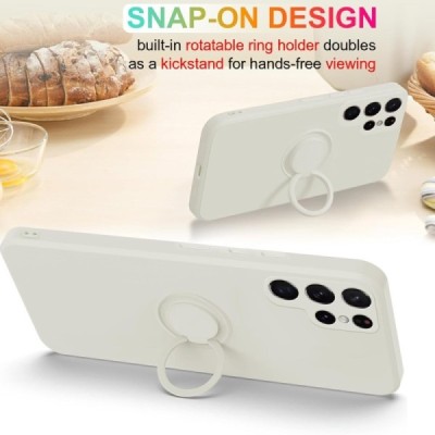 Samsung Galaxy S25 Ultra "Dechen" Ring Kickstand hard silicone (TPU) case cover - white | Priedai.lt
