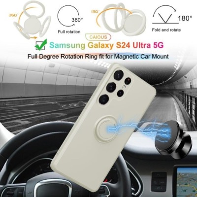 Samsung Galaxy S25 Ultra "Dechen" Ring Kickstand hard silicone (TPU) case cover - white | Priedai.lt