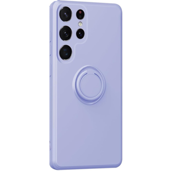 "Dechen" Ring Kickstand hard silicone (TPU) case cover - light purple (Galaxy S25 Ultra)