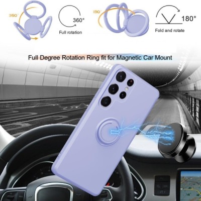 Samsung Galaxy S25 Ultra "Dechen" Ring Kickstand hard silicone (TPU) case cover - light purple| Priedai.lt