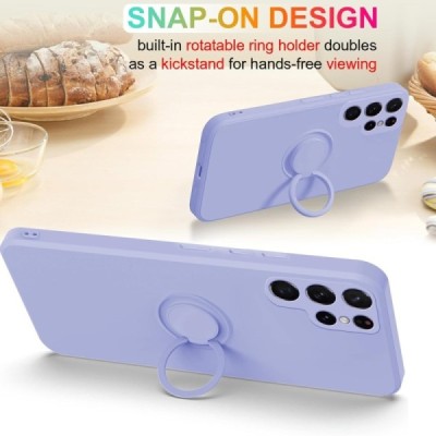 Samsung Galaxy S25 Ultra "Dechen" Ring Kickstand hard silicone (TPU) case cover - light purple| Priedai.lt