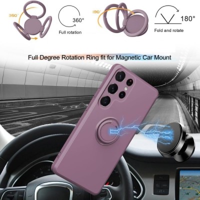 Samsung Galaxy S25 Ultra "Dechen" Ring Kickstand hard silicone (TPU) case cover - purple| Priedai.lt
