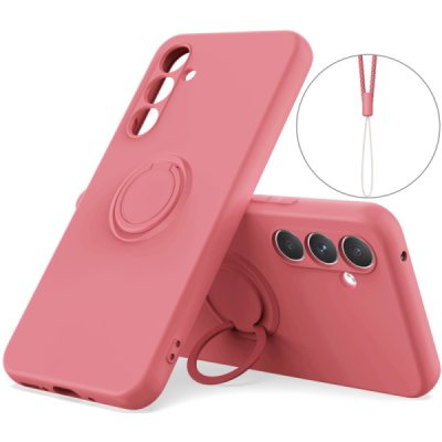 Samsung Galaxy S25 "Dechen" Ring Kickstand hard silicone (TPU) case cover - red | Priedai.lt