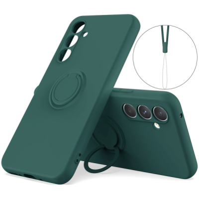 Samsung Galaxy S25 "Dechen" Ring Kickstand hard silicone (TPU) case cover - green | Priedai.lt
