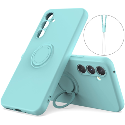 Samsung Galaxy S25 "Dechen" Ring Kickstand hard silicone (TPU) case cover - mint | Priedai.lt