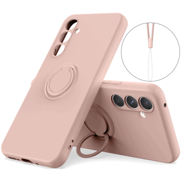 "Dechen" Ring Kickstand hard silicone (TPU) case cover - Pink (Galaxy S25+)