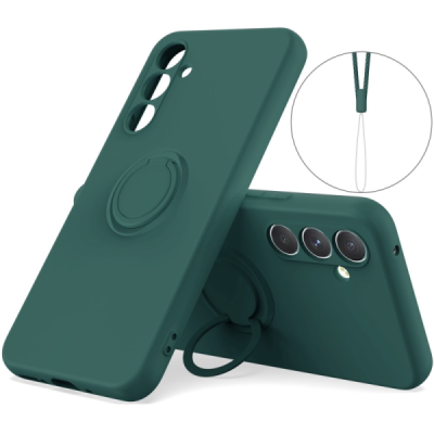 Samsung Galaxy S25+ "Dechen" Ring Kickstand hard silicone (TPU) case cover - green | Priedai.lt