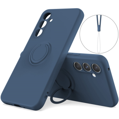 Samsung Galaxy S25+ "Dechen" Ring Kickstand hard silicone (TPU) case cover - Blue | Priedai.lt