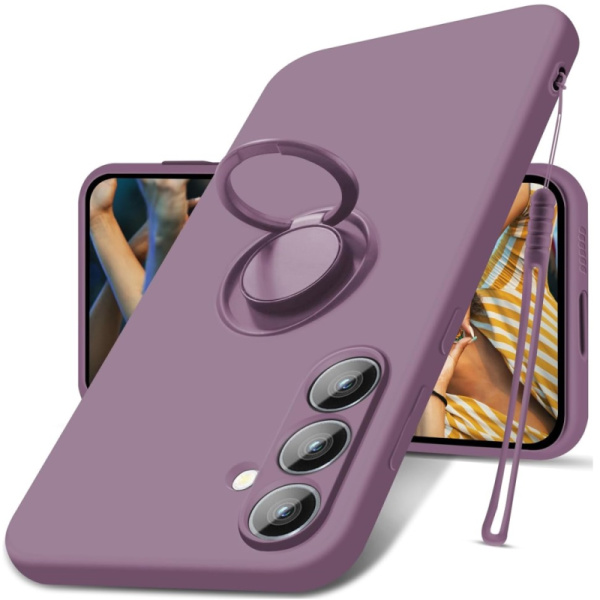 "Dechen" Ring Kickstand hard silicone (TPU) case cover - light purple (Galaxy S24)