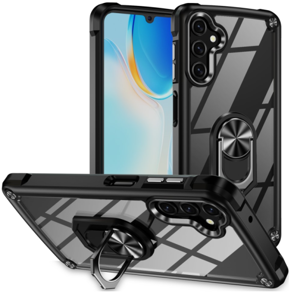 „Fashion“ Kickstand hard silicone (TPU) case - clear / black (Galaxy A16)