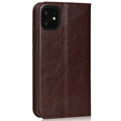 Apple iPhone 11 Brown leather flip case | Priedai.lt