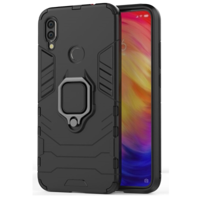 Enhanced protections "Kickstand" Xiaomi Redmi Note 7 black hard silicone (TPU) and plastic case | Priedai.lt