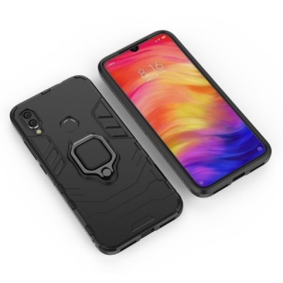 Enhanced protections "Kickstand" Xiaomi Redmi Note 7 black hard silicone (TPU) and plastic case | Priedai.lt