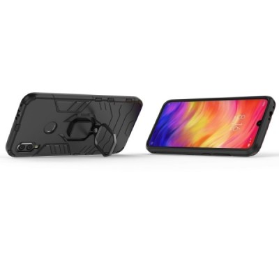 Enhanced protections "Kickstand" Xiaomi Redmi Note 7 black hard silicone (TPU) and plastic case | Priedai.lt