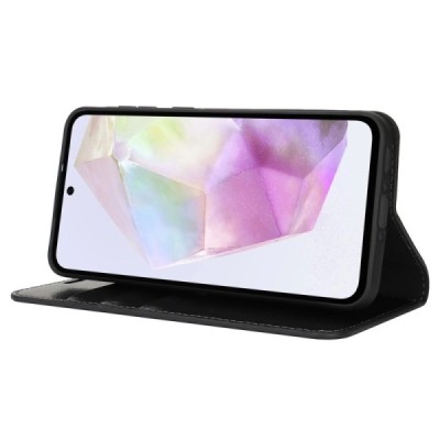 Samsung Galaxy A56 / A36 black leather flip case | Priedai.lt