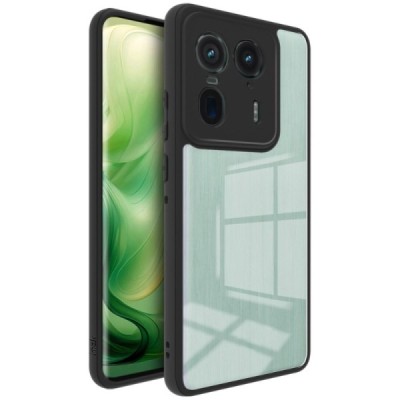 Motorola Edge 50 Ultra "Imak" hard silicone TPU transparent (black edges) case | Priedai.lt