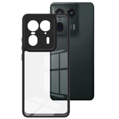 Motorola Edge 50 Ultra "Imak" hard silicone TPU transparent (black edges) case | Priedai.lt