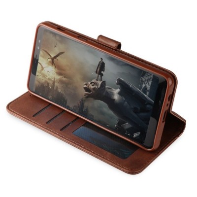 Samsung Galaxy A8 (2018) LC IMEEKE Flip Book Case Cover - Brown | Priedai.lt