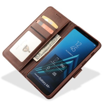 Samsung Galaxy A8 (2018) LC IMEEKE Flip Book Case Cover - Brown | Priedai.lt