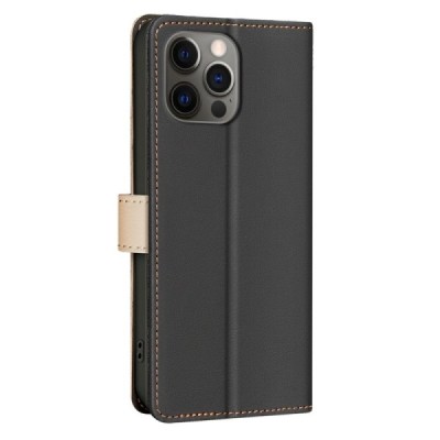 Apple iPhone 15 Pro Max "Binfen Color" BF black leather flip case cover - book | Priedai.lt