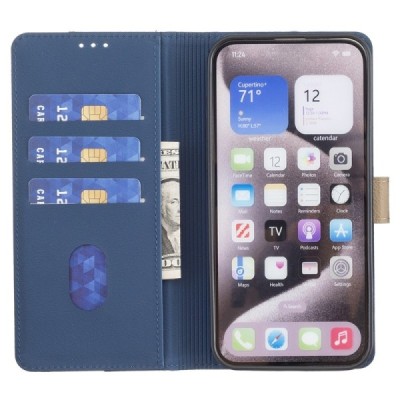 Apple iPhone 15 Pro Max "Binfen Color" BF Blue leather flip case cover - book | Priedai.lt