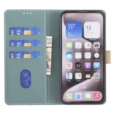 Apple iPhone 15 Pro Max "Binfen Color" BF green leather flip case cover - book | Priedai.lt