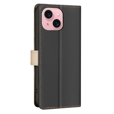 Apple iPhone 15 "Binfen Color" BF black leather flip case cover - book | Priedai.lt