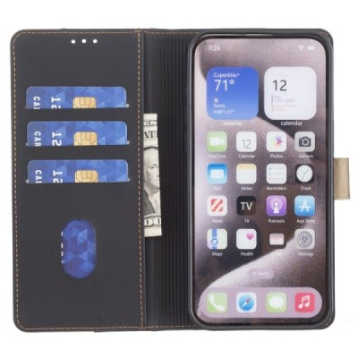 Apple iPhone 15 "Binfen Color" BF black leather flip case cover - book | Priedai.lt