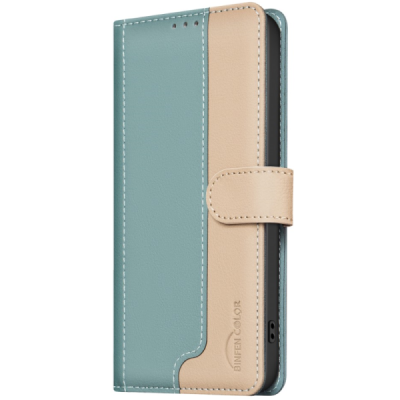 Apple iPhone 15 "Binfen Color" BF green leather flip case cover - book | Priedai.lt