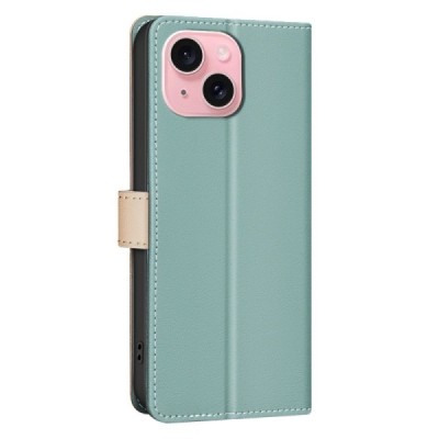 Apple iPhone 15 "Binfen Color" BF green leather flip case cover - book | Priedai.lt