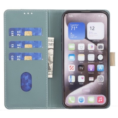 Apple iPhone 15 "Binfen Color" BF green leather flip case cover - book | Priedai.lt