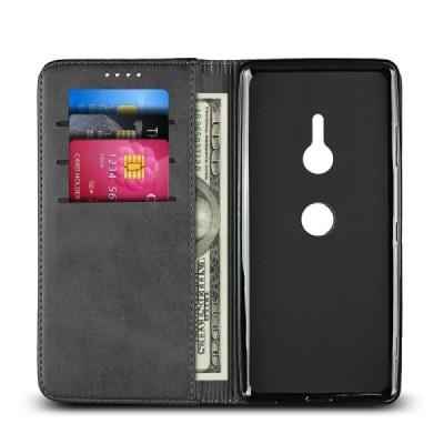 Sony Xperia XZ3 "Kasi" black leather flip case - book | Priedai.lt